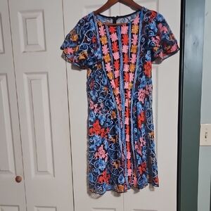Floral Embroidered Dress - Multicolor